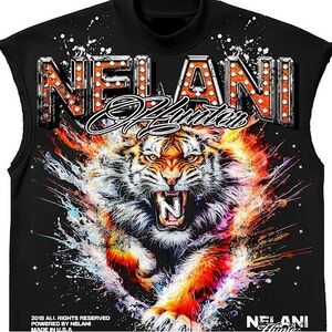 Black and Orange Tiger Graphic Tank Top